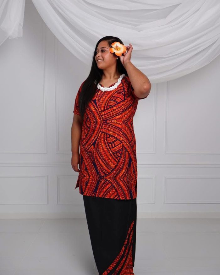 Orange/Black Ladies Puletasi