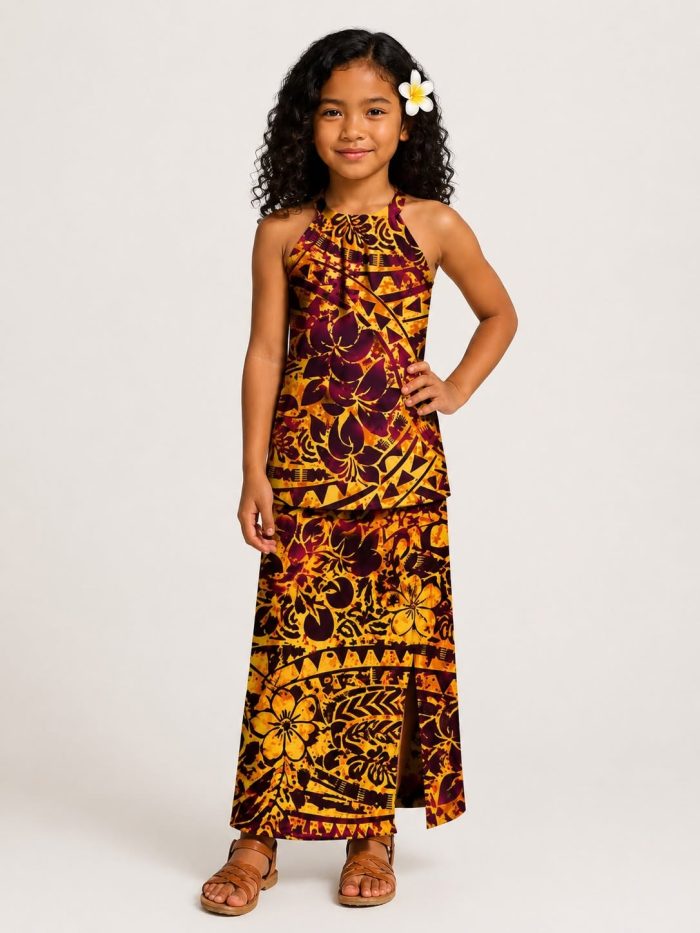 Purple/Brown Girls Puletasi